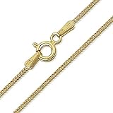 Amberta® Gioielli - Collanina - Catenina Argento Sterling 925 - Placcato Oro 18K - Modello Barbazzale - Larghezza 1.3 mm - Lunghezza: 40 45 50 55 60 70 cm