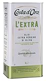Costa d’Oro – L’Extra 3L. Olio Extravergine di oliva estratto a freddo. Sapore equilibrato, adatto a tutte le ricette e come condimento per insalate. Latta da 3 litri.