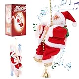 Gfilay Babbo Natale che si arrampica con musica, ciondolo a forma di albero di Natale, ornamento novità arrampicata Babbo Natale su corda, decorazione per le vacanze, ottimo regalo