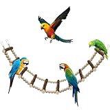 PHIEZC Giochi per uccelli, scale in legno, giocattoli per pappagallini, accessori per gabbie per pappagalli, calopsitte, cacatua, (scala a 10 sezioni, 64 cm)