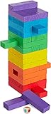 Torre oscillante, in Legno, Multicolore, Torre impilabili, Gioco da Tavolo in Legno, Gioco da Tavolo, Classico educativo, Gioco da Costruzione, Gioco di Famiglia (48 Pezzi di Colore Casuale)