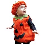 Halloween Costume Zucca Bimbo Tutina Tutine Neonato Invernali Completo di Halloween Bambina Tutina Pagliacetto Bambino Neonata Unisex Body Vestito Halloween Neonati Vestito da (Orange-n, 12-18 Months)