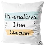 Woopers Cuscino Poliestere Personalizzato, Idea Regalo, Stampa Fronte-Retro con Foto e Scritte, 40x40, con Imbottitura