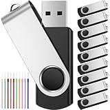 Chiavetta USB 10 Pezzi, Penne USB 16 GB, PenDrive Portatile, Pen Drive 16 Giga Girevole, Memoria Flash con Confezione 10 Corda, Pennetta USB FEBNISCTE, Nero Pennina USB 2.0 16GB Chiave per Dati Files