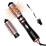 Spazzola rotante ad aria calda, OKWRAP, spazzola rotante con 2 accessori per asciugare, lisciare, modellare e volume, spazzola tonda Rotating Thermal Brush Ionen Technology per effetto anti-crespe