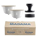 Madama - Capsule Caffè Ricaricabili Compatibili con Dolce Gusto e Riutilizzabili. Acciaio Inossidabile e silicone alimentare. 100% Made in Italy. Confezione da 2 cialde