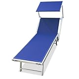 89908B -Lettino mare stabilimento spiaggia in alluminio,viti INOX 180x61xh40 sdraio (BLU)