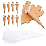 50PCS Scatola di Caramelle a Cono con Nastro, Scatola Portaconfetti Cono per Confetti Riso, Confezioni Regalo Bomboniere, Coni Portariso Matrimonio per Nozze Battesimo Comunione Compleanno (Kaki)