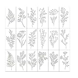 WeddHuis 18 Pezzi Piccoli Stencil per Dipingere,Stencil in Plastica Riutilizzabili a Tema Naturale Fiori Farfalle Uccelli,Stencil per Pittura e Disegno per Legna Parete Scrapbooking Regali Home Decor