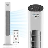 BOREAS - Ventilatore a torre: telecomando, timer fino a 7,5 ore, spegnimento automatico, pulsanti a sfioramento, altezza 81 cm, oscillazione 75°, 3 velocità, modalità notturna, WE121 (bianco)