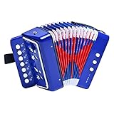 LIEKE Fisarmonica per bambini, 10 tasti organetto, strumento musicale, regalo per adulti, studenti principianti (blu)