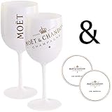 Moët & Chandon Ice Imperial - Set di 2 bicchieri da champagne in acrilico, 0,45 l, con sottobicchieri (2 pezzi)