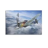 GLMHOK Poster decorativo su tela con aereo da caccia militare Fw 190, 50 x 75 cm