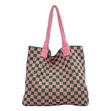 EHOTER Borsa tote all uncinetto da donna, grande capacità, borsa a tracolla, borsa hobo per lavori a maglia, estetica fatta a mano, regalo per donne e ragazze, Rosa-verde.