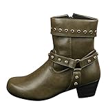 NOAGENJT Stivaletti vintage Stivaletti Traforati Donna Stivaletti Impermeabili for Women Scarpe Invernali Pelliccia Boots Stivali corti donna invernali Stivaletti (Army Green,36 EU) A