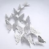 Adesivi Murali, CAYUDEN 24 Pcs Adesivi Farfalla 3D Adesivi Murali Rimovibili per Cucina Sala da Pranzo Decalcomanie da Parete Decorazioni per la Camera da Letto per Bambini DIY Wall Butterfly Stickers