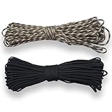 2 Pezzi Paracord 4mm,Corda da Paracadute,Cavo Multiuso,2 Colori 31m Ciascuno,Ideale per Il Campeggio,l outdoor,Intrecciare Braccialetti,Fatto a Mano(7 Fili)