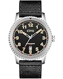 CIVO Orologio-Uomo Militare-Analogico Classico-Orologio da Polso - Uomo Tattico Cinturino Nylon Nero Sportivo Impermeabile Luminoso Data Quarzo Orologio Rotondo, Regalo Uomo