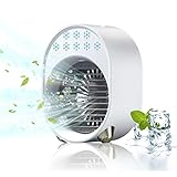 Ventilatore Raffrescatore Ad Acqua, Mini Ventilatore USB Evaporazione Depuratore, Climatizzatore Portatile Silenzioso, Ventilatore Portatile Ricaricabile, Humidifier Air Potente 3 Velocità 3600 mAh