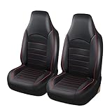 AUTOYOUTH Coprisedili Anteriori Auto Universali Pelle PU | Compatibile con Airbag Laterale | Set Copri-Sedile Universale per Guidatore e Passeggero, (Nero/Rosso