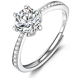 JeweBella Anelli Donna Argento 925 Regolabili Anello Argento Anello Fidanzamento Fedine Anelli con Zirconia Cubica Anello Promessa Amicizia Matrimonio Anello Argento Anniversario Regalo Gioielli