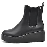 IF FASHION Stivali Stivaletti Scarpe Chelsea da Donna Platform Elastico Zeppa XG110 nero N.37