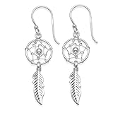 Heather Needham 6477 - Orecchini a forma di acchiappasogni in argento Sterling, dimensioni: 12 x 30 mm (44 mm con fili), Argento sterling, Zirconia cubica