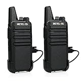 Retevis RT622 Walkie-talkie, Portatile Walkie Talkie Ricaricabile Mini PMR446 16 Canali Ricetrasmettitore Professionali Lunga Distanza, Radio Bidirezionale per Ciclismo, Escursioni (Nero, 1 Paio)