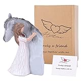 ACTLATI Regali di cavallo per donne ragazze amanti dei cavalli Truly A Friend Figurine dell amicizia, statuetta scolpita a mano ragazza abbraccio cavallo, festa della mamma/cavalli/regalo di