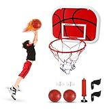 Gowkeey Mini Canestro Basket da Camera Set, Canestro Basket Bambini Facile da Installare, Canestro Basket da Muro con Pompa, Pallone da Basket e Altri Accessori per Porte di Casa, Pareti, Uffici