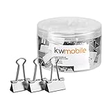 kwmobile Set Clip Fermacarte Metallo - 50x Mollette 25mm Clips Fermaglio Fermafogli - Graffetta Ferma Documenti Ufficio - Pinzette Cancelleria Silver