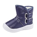 LACOFIA Stivali da Neve Invernali Bambino Scarpe Impermeabili Suola Antiscivolo in Gomma per Neonato Blu Marino 20/21