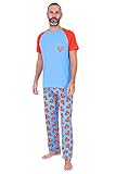 Superman Pigiama lungo da uomo rosso blu, Blu, XXL