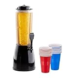 Relaxdays Spillatore di Birra da Tavolo, 2,5 L, Sistema Raffreddamento, Dispenser con Rubinetto, 20 Bicchieri, Colorato, Plastica, 52 x 18 x 24 cm