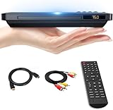 Maite Lettore DVD CD sottile, ultrasottile per TV, region free connessione HDMI RCA, HD 1080P Upscaling, ingresso USB, correzione errori, include cavi HDMI RCA e telecomando