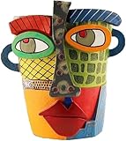 Picasso brutalista astratto bellezza viso vaso di fiori ornamenti, viso vaso di fiori testa fioriera, vasi di fioriera testa astratta, viso colorato arte astratta vaso di fiori in resina (Modern)