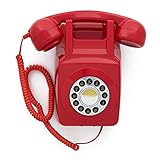 GPO 746 Wall Telefono a Quadrante con Montaggio a Parete, Telefono Fisso Vintage per Casa, Ufficio, Telefoni Retro Con Suoneria a Campanello Originale e Cavo Arricciato, Rosso