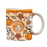 Fruusv Tazza da caffè in ceramica di Halloween, Spooky Ghost Pumpkin Mug, Tazze in ceramica per whisky, bicchieri di Halloween, Tazza di zucca fantasma per succo, Tazza in ceramica per vino