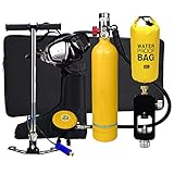 Bombole da immersione, Carro Armato Portatile, 20 Minuti capacità Mini Bombola di Ossigeno per Immersione Respiratore Subacqueo Bombola da Sub Polmoni Kit Snorkeling Attrezzatura da Sub,Giallo,1L