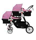 PASSEGGINO DOPPIO/GEMELLARE 2in1 BIANCO E ROSA PER DUE BAMBINI FRATELLI STROLLER