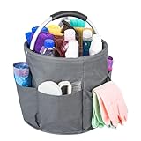 IVODEELA Carrello Pulizie con Manico,Grande Contenitore Organizer per La Pulizia Professionali,Multi Tasche,Borsa per La Pulizia,Facile da Pulire e Trasportare,Grigio