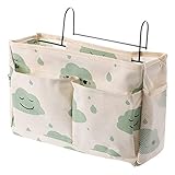 Tasche Portaoggetti Letto, Borsa da Comodino per Organizer, Portaoggetti Tasca da Appendere per Letto, Organizer da Comodino per iPad, Tavoletta, Riviste, Telecomando, Cellulare, Occhiali (Verde)