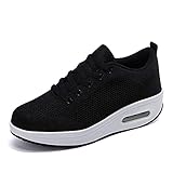 Donna Sneaker Scarpe Dimagranti Scarpe da Ginnastica Casual Tennis Piattaforma Running Sneakers Fitness Sportive Zeppa Outdoor Scarpe Passeggio Nero D 37EU