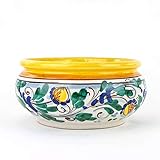 CEAR ceramiche - Porta vaso per bonsai in ceramica di Caltagirone, ceramiche artistiche siciliane - Giallo - Interno ed Esterno