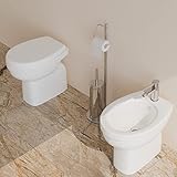 Sanitari bagno a terra Bidet e Vaso WC in ceramica con sedile coprivaso softclose Venezia