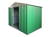 Casetta Garage da giardino Porta Utensili Box in LAMIERA ZINCATA 0,27 mm verniciata di verde con porte scorrevoli ("XL" L267 x P300 x H194)