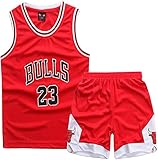 DaceStar Completo Basket Bambino,Completo Basket Ragazzo 2 Pezzi, Divisa Basket Bambino Popolare, Maglia Basket Bambino, Canotta Basket Bambino + Pantaloncini 10-12 anni(Rosso, XL)