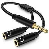 Cuteluding Cavo Audio Sdoppiatore cuffie Microfono, adattatore con splitter jack stereo da 3,5 mm, compatibile con tablet, PC, autoradio, altoparlanti-Nero