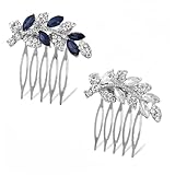 PLABBDPL Set di 2 Pettini Sposa per Capelli con Fiori di Perle e Cristalli - Accessori per Acconciatura Matrimoniale - Decorazione Capelli per Sposa Nozze