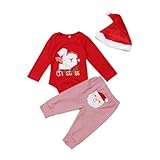 DaceStar Vestito Natale Neonato il Mio Primo Natale Neonato Completo Natale Neonato Costume Natale Neonato Tutina Neonato Natale + Pantaloni + Cappello Natale Bambino 3-6 Mesi